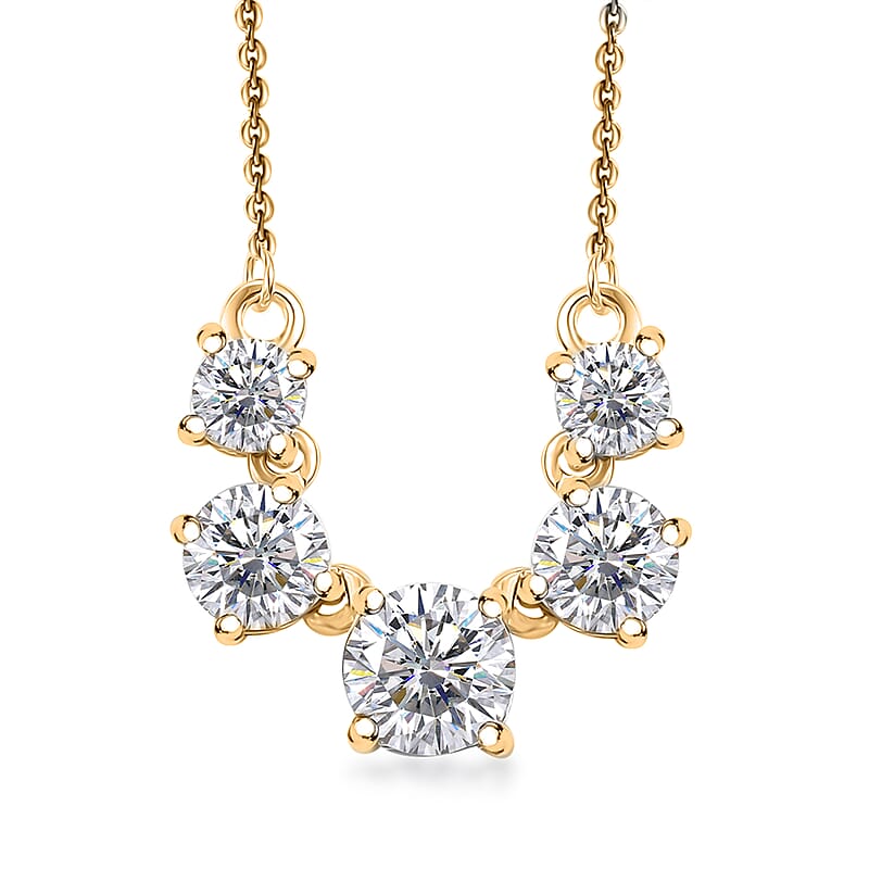 D'Joy Moissanite 2.15 ctw Necklace in 18K Vermeil Yellow Gold Over Sterling Silver 18 Inches
