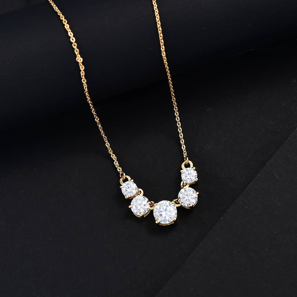 Moissanite 2.15 ctw Necklace in 18K Vermeil Yellow Gold Over Sterling Silver 18 Inches image number 1