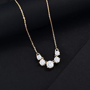 D'Joy Moissanite 2.15 ctw Necklace in 18K Vermeil Yellow Gold Over Sterling Silver 18 Inches