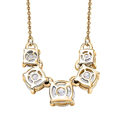 D'Joy Moissanite 2.15 ctw Necklace in 18K Vermeil Yellow Gold Over Sterling Silver 18 Inches