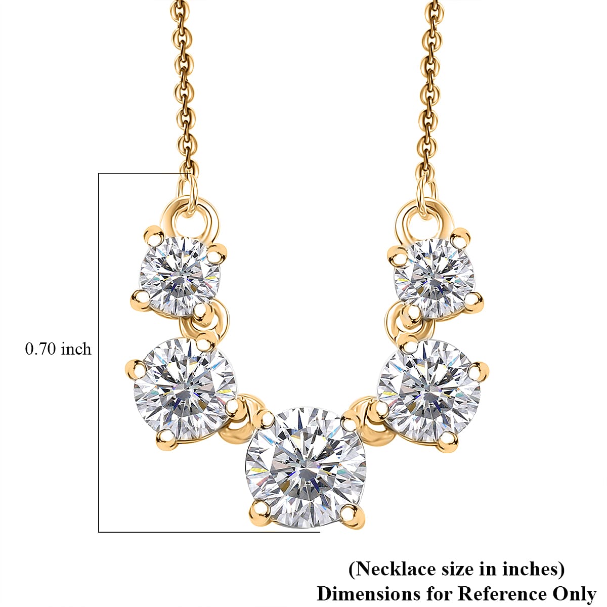 D'Joy Moissanite 2.15 ctw Necklace in 18K Vermeil Yellow Gold Over Sterling Silver 18 Inches