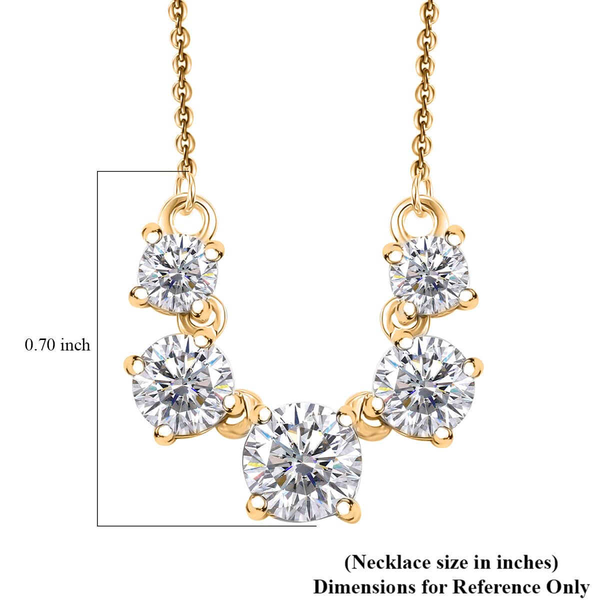 Moissanite 2.15 ctw Necklace in 18K Vermeil Yellow Gold Over Sterling Silver 18 Inches image number 6