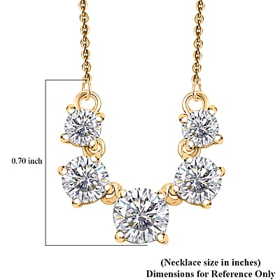 D'Joy Moissanite 2.15 ctw Necklace in 18K Vermeil Yellow Gold Over Sterling Silver 18 Inches