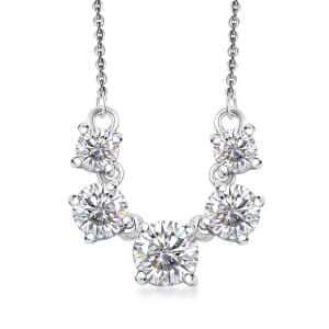 Moissanite 2.15 ctw Necklace in Rhodium Over Sterling Silver 18 Inches