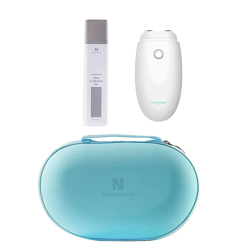 Nuovaluce Mini Beauty Device Bundle with Silver Conductive Gel and Travel Case (2-Year Warranty)
