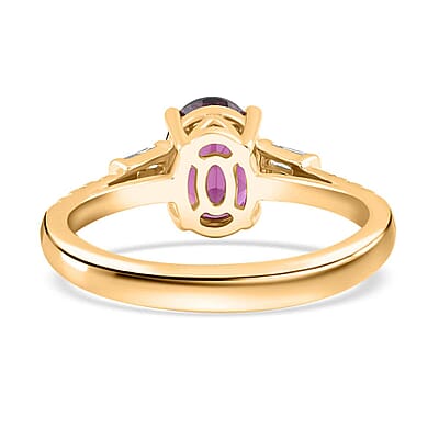 Certified & Appraised Luxoro AAA Radiant Ember Garnet and G-H I2 Diamond 1.75 ctw Ring in 10K Yellow Gold (Size 10.0)