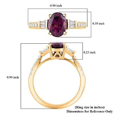 Certified & Appraised Luxoro AAA Radiant Ember Garnet and G-H I2 Diamond 1.75 ctw Ring in 10K Yellow Gold (Size 10.0)