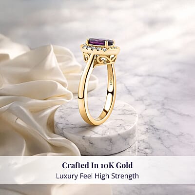 Luxoro AAA Radiant Ember Garnet and G-H I2 Diamond 1.60 ctw Ring in 10K Yellow Gold (Size 11.0)