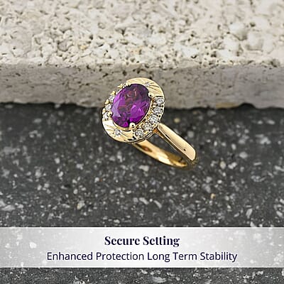 Luxoro AAA Radiant Ember Garnet and G-H I2 Diamond 1.60 ctw Ring in 10K Yellow Gold (Size 12.0)