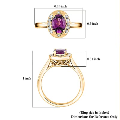 Luxoro AAA Radiant Ember Garnet and G-H I2 Diamond 1.60 ctw Ring in 10K Yellow Gold (Size 12.0)