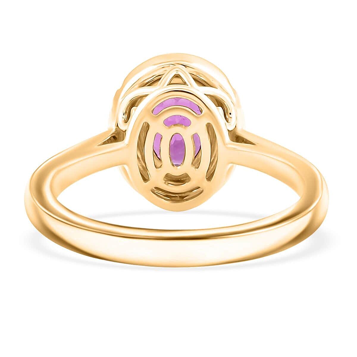 Luxoro AAA Radiant Ember Garnet and G-H I2 Diamond 1.60 ctw Ring in 10K Yellow Gold (Size 6.0) image number 4