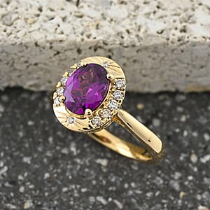 Luxoro AAA Radiant Ember Garnet and G-H I2 Diamond 1.60 ctw Ring in 10K Yellow Gold (Size 7.0)