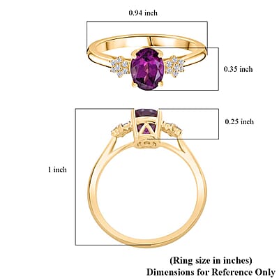 Luxoro AAA Radiant Ember Garnet and G-H I2 Diamond 1.70 ctw Ring in 10K Yellow Gold (Size 10.0)