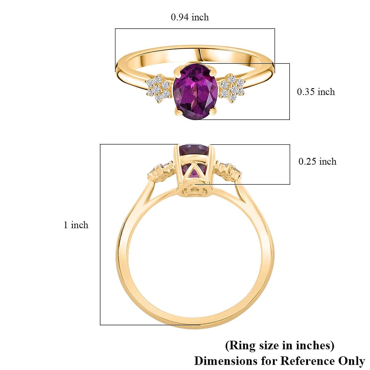 Luxoro AAA Radiant Ember Garnet and G-H I2 Diamond 1.70 ctw Ring in 10K Yellow Gold (Size 5.0)