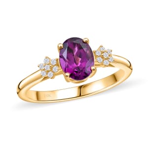Luxoro AAA Radiant Ember Garnet and G-H I2 Diamond 1.70 ctw Ring in 10K Yellow Gold (Size 6.0)