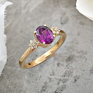 Luxoro AAA Radiant Ember Garnet and G-H I2 Diamond 1.70 ctw Ring in 10K Yellow Gold (Size 9.0)