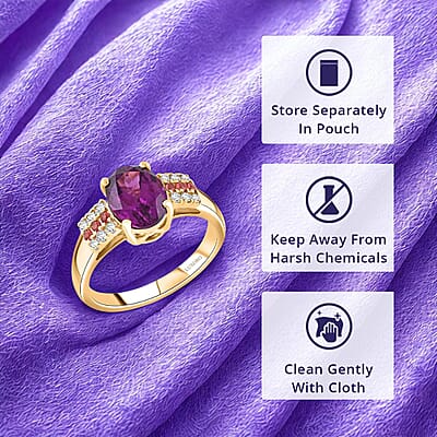 Certified & Appraised Luxoro AAA Radiant Ember Garnet, Padparadscha Sapphire and G-H I2 Diamond 2.60 ctw Ring in 10K Yellow Gold (Size 10.0) 4.15 Grams