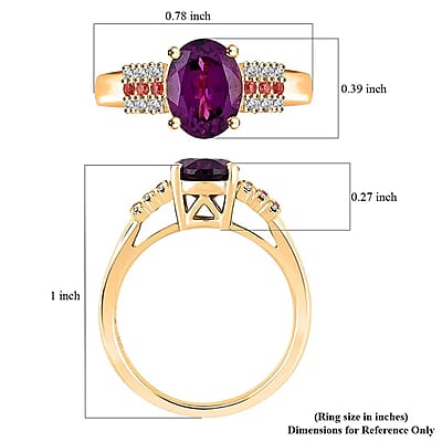 Certified & Appraised Luxoro AAA Radiant Ember Garnet, Padparadscha Sapphire and G-H I2 Diamond 2.60 ctw Ring in 10K Yellow Gold (Size 10.0) 4.15 Grams