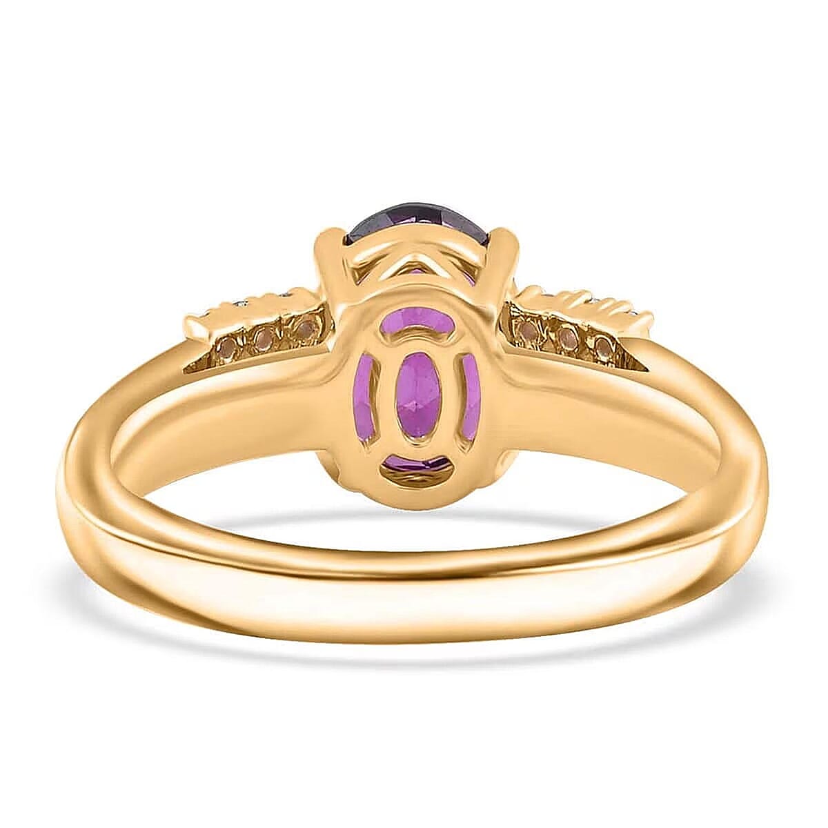 Certified & Appraised Luxoro AAA Radiant Ember Garnet, Padparadscha Sapphire and G-H I2 Diamond 2.60 ctw Ring in 10K Yellow Gold 4.15 Grams image number 6