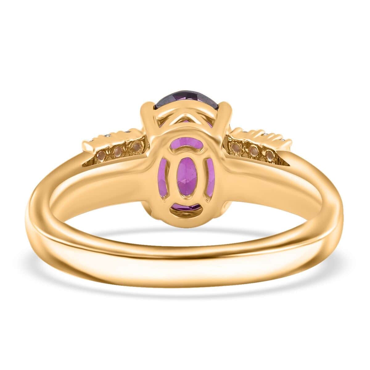 Certified & Appraised Luxoro 10K Yellow Gold AAA Radiant Ember Garnet, Padparadscha Sapphire, Diamond (G-H, I2) (0.15 cts) Ring (Size 9.5) (4.15 g) 2.60 ctw image number 4