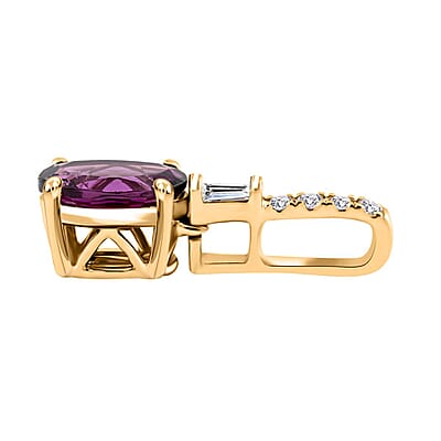 Certified & Appraised Luxoro AAA Radiant Ember Garnet and G-H I2 Diamond 1.55 ctw Pendant without Chain in 10K Yellow Gold