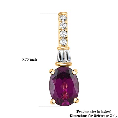 Certified & Appraised Luxoro AAA Radiant Ember Garnet and G-H I2 Diamond 1.55 ctw Pendant without Chain in 10K Yellow Gold