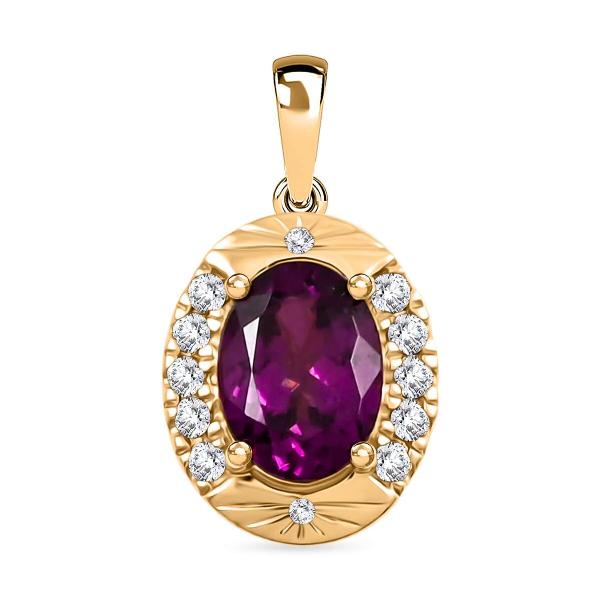 Luxoro AAA Radiant Ember Garnet and G-H I2 Diamond 1.60 ctw Pendant in 10K Yellow Gold image number 0