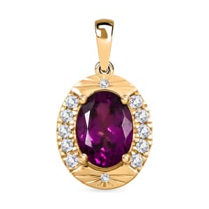 Luxoro AAA Radiant Ember Garnet and G-H I2 Diamond 1.60 ctw Pendant in 10K Yellow Gold