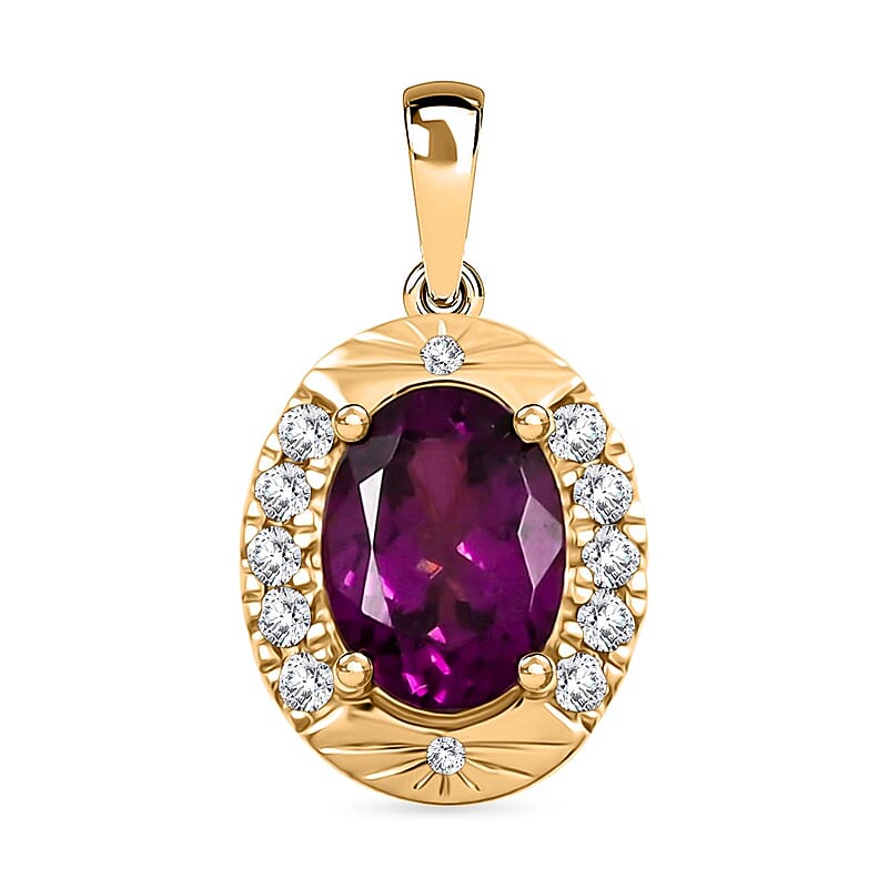 Luxoro AAA Radiant Ember Garnet and G-H I2 Diamond 1.60 ctw Pendant without Chain in 10K Yellow Gold