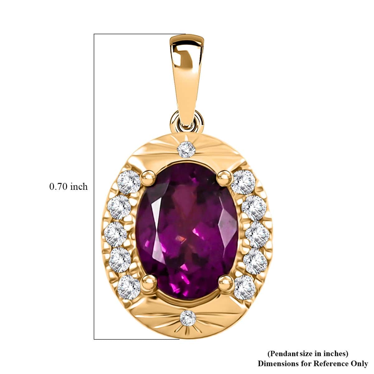 Luxoro AAA Radiant Ember Garnet and G-H I2 Diamond 1.60 ctw Pendant in 10K Yellow Gold image number 4