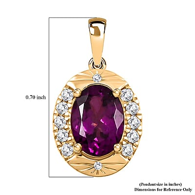 Luxoro AAA Radiant Ember Garnet and G-H I2 Diamond 1.60 ctw Pendant without Chain in 10K Yellow Gold