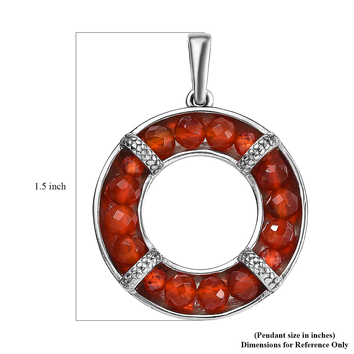 Carnelian 7.00 ctw Circle Pendant without Chain in Stainless Steel  image number 5