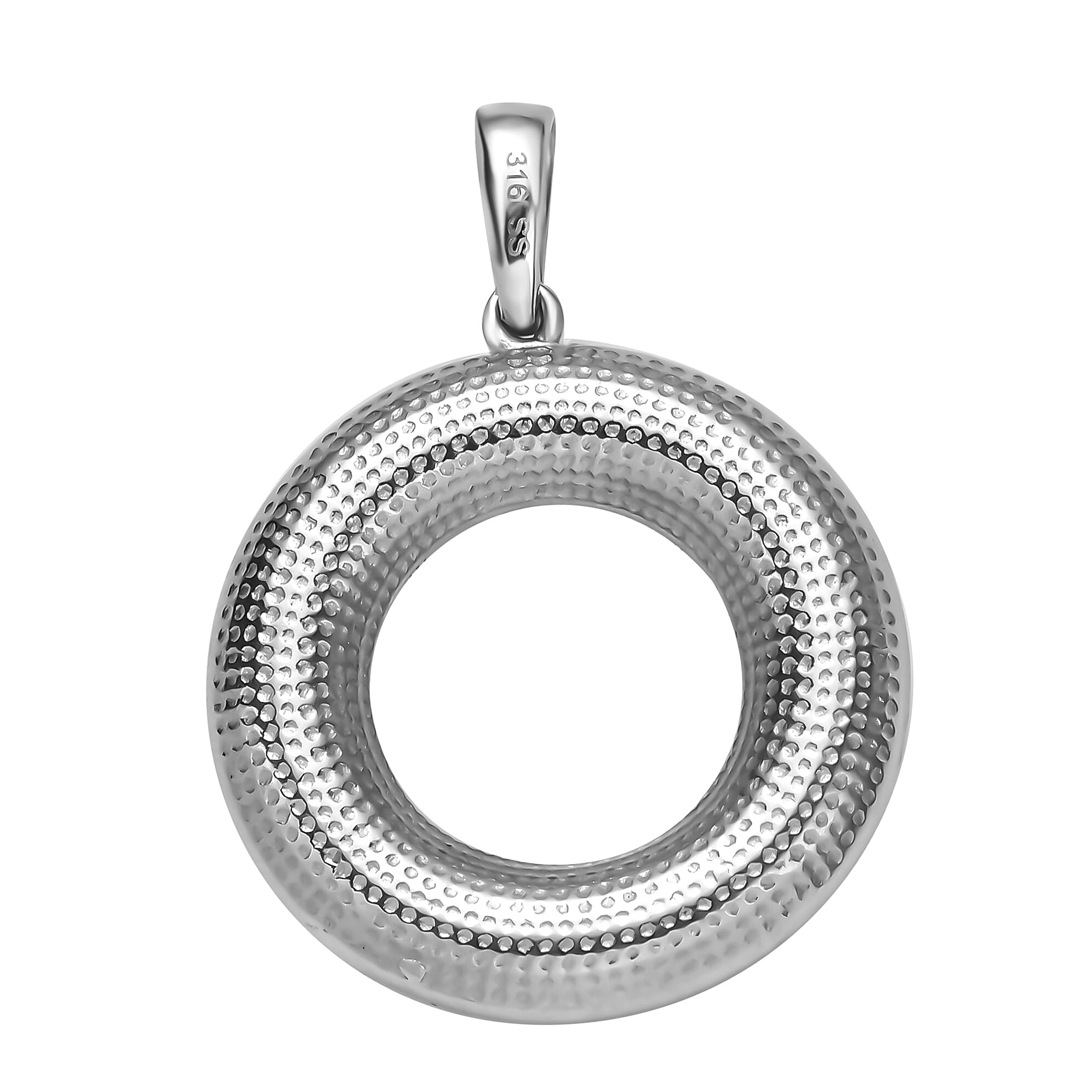 Multi Gemstones 6.55 ctw Circle Pendant without Chain in Stainless Steel 