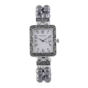 Terahertz Japanese Movement Stretch Bracelet Square Shape Watch in Silvertone 30.00 ctw