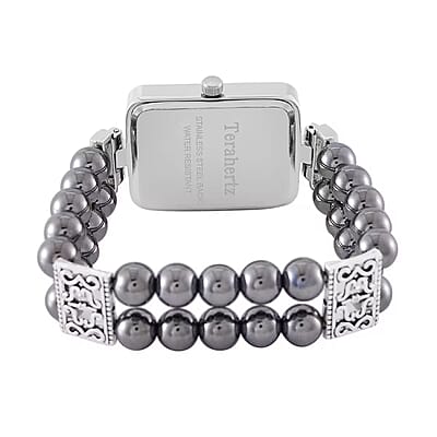 Terahertz Japanese Movement Stretch Bracelet Square Shape Watch in Silvertone 30.00 ctw