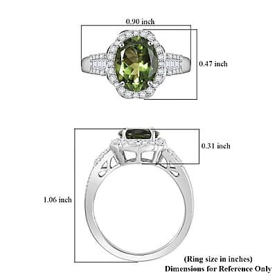 Luxoro Premium Natural Green Apatite and G-H I2 Diamond 3.15 ctw Halo Ring in 10K White Gold (Size 12.0)