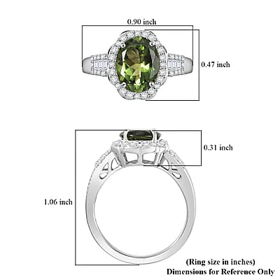 Luxoro Premium Natural Green Apatite and G-H I2 Diamond 3.15 ctw Halo Ring in 10K White Gold (Size 6.0)