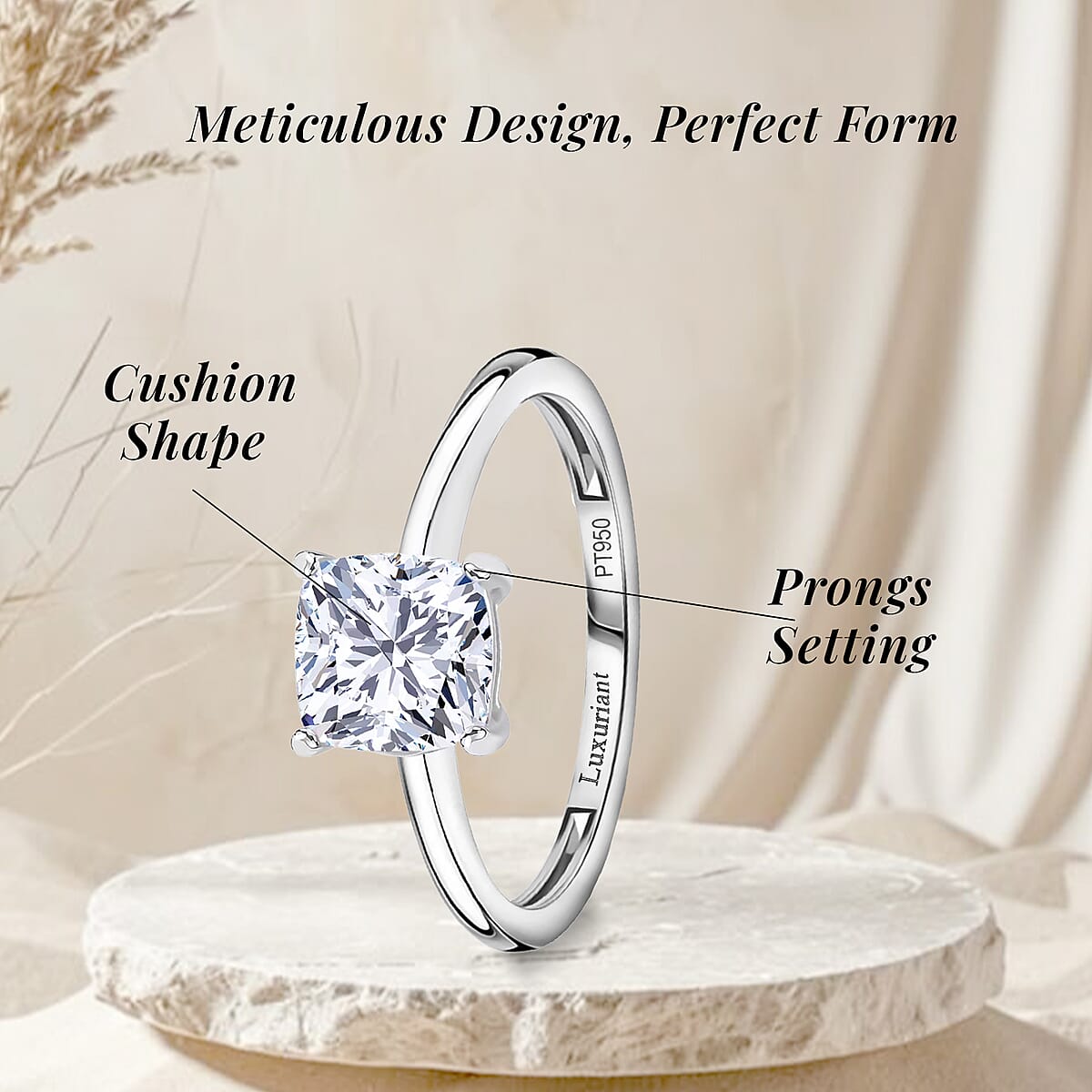 Auction of the Month SGL Certified 950 Platinum Luxuriant Lab Grown Diamond (G-H, VS) Ring (Size 12.0) (4 g) 2.00 ctw image number 5