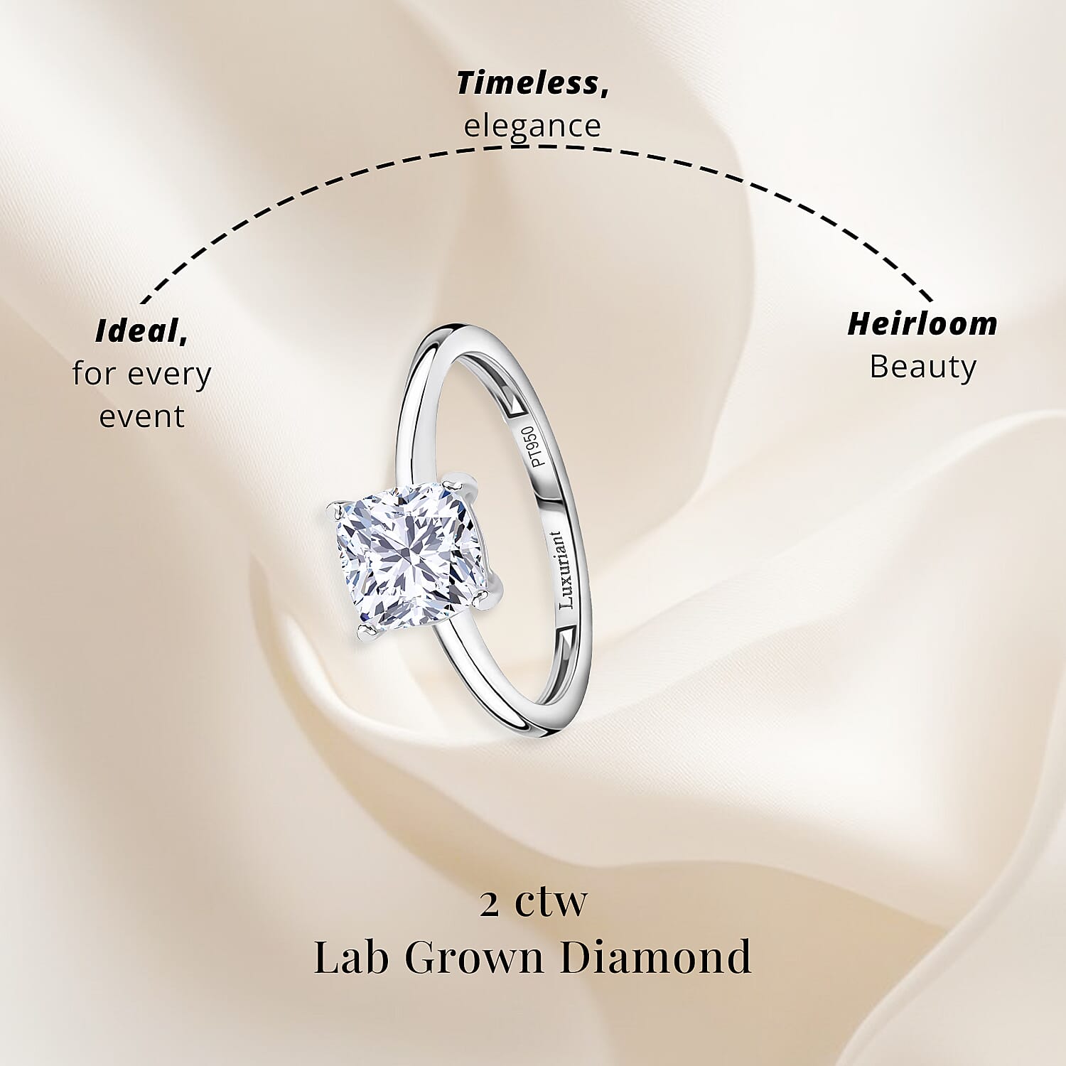 SGL Certified 950 Platinum Luxuriant Lab Grown Diamond (G, VS) Ring (Size 10.0) (4 g) 2.00 ctw