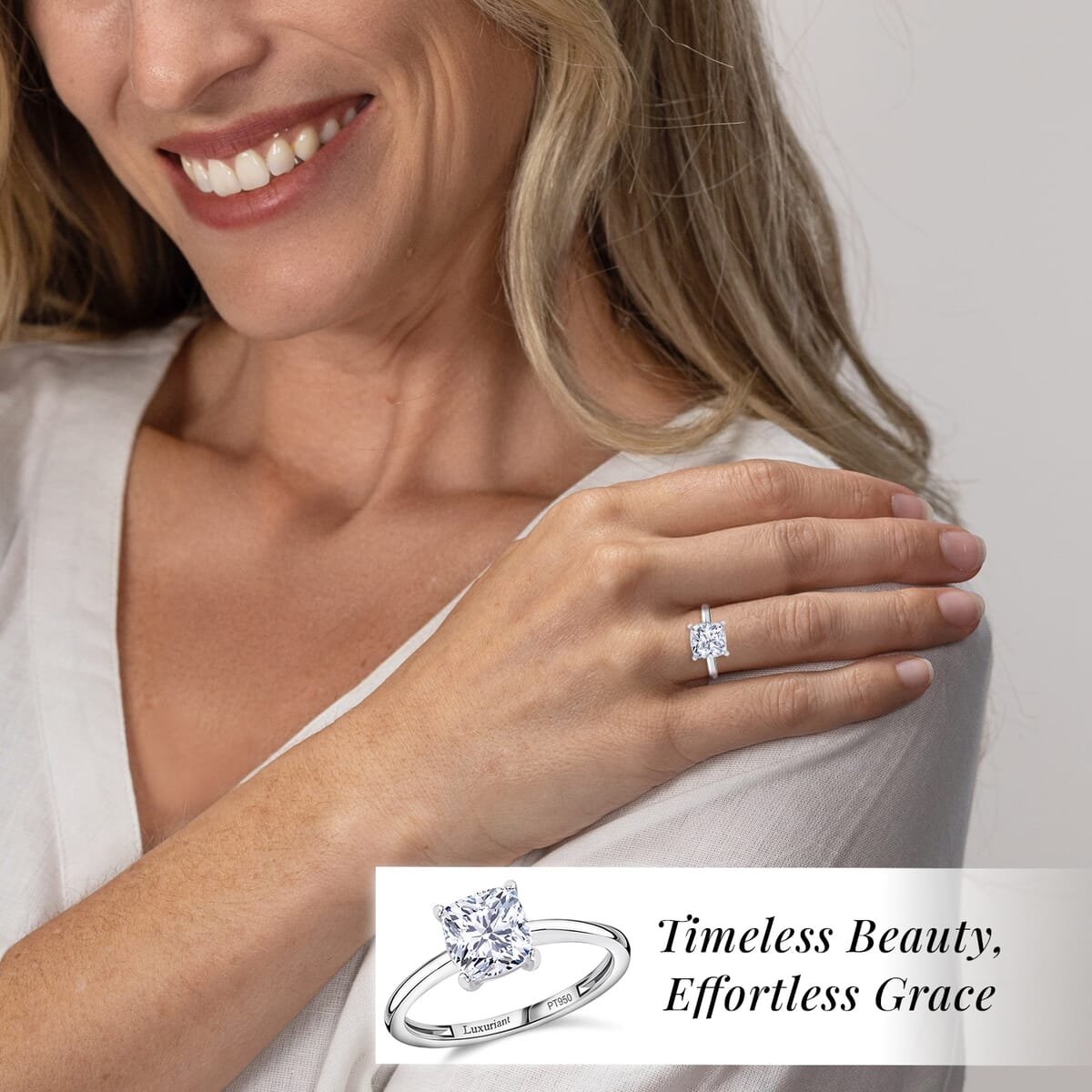 Auction of the Month SGL Certified 950 Platinum Luxuriant Lab Grown Diamond (G-H, VS) Ring (Size 7.5) (4 g) 2.00 ctw image number 1