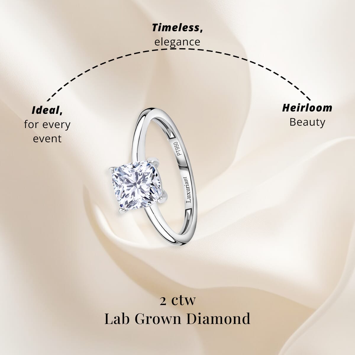 Auction of the Month SGL Certified 950 Platinum Luxuriant Lab Grown Diamond (G-H, VS) Ring (Size 7.5) (4 g) 2.00 ctw image number 4