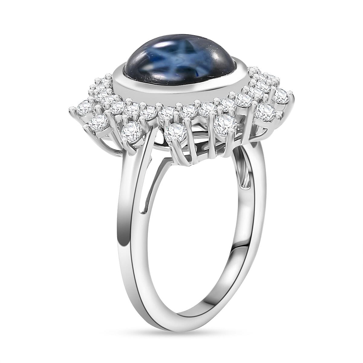 Buy Blue Star Sapphire (DF) and Moissanite 6.80 ctw