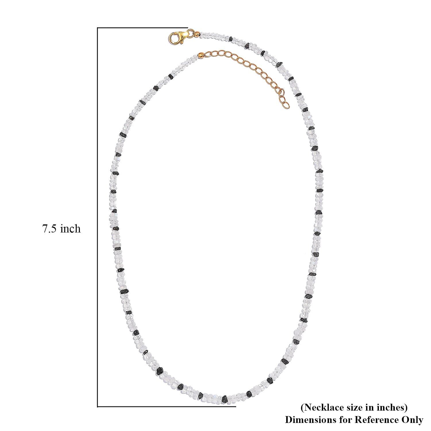 Rainbow Moonstone and Black Diamond 38.00 ctw Necklace 18 Inches in Vermeil Yellow Gold Over Sterling Silver 