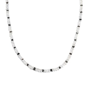 Rainbow Moonstone and Brown Diamond 38.00 ctw Necklace 18 Inches in Vermeil Yellow Gold Over Sterling Silver 