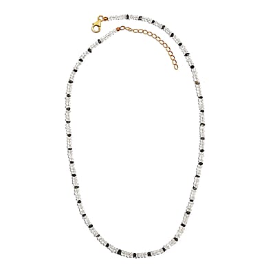 Rainbow Moonstone and Brown Diamond 38.00 ctw Necklace 18 Inches in Vermeil Yellow Gold Over Sterling Silver 