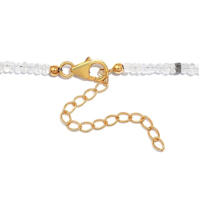 Rainbow Moonstone and Brown Diamond 38.00 ctw Necklace 18 Inches in Vermeil Yellow Gold Over Sterling Silver 
