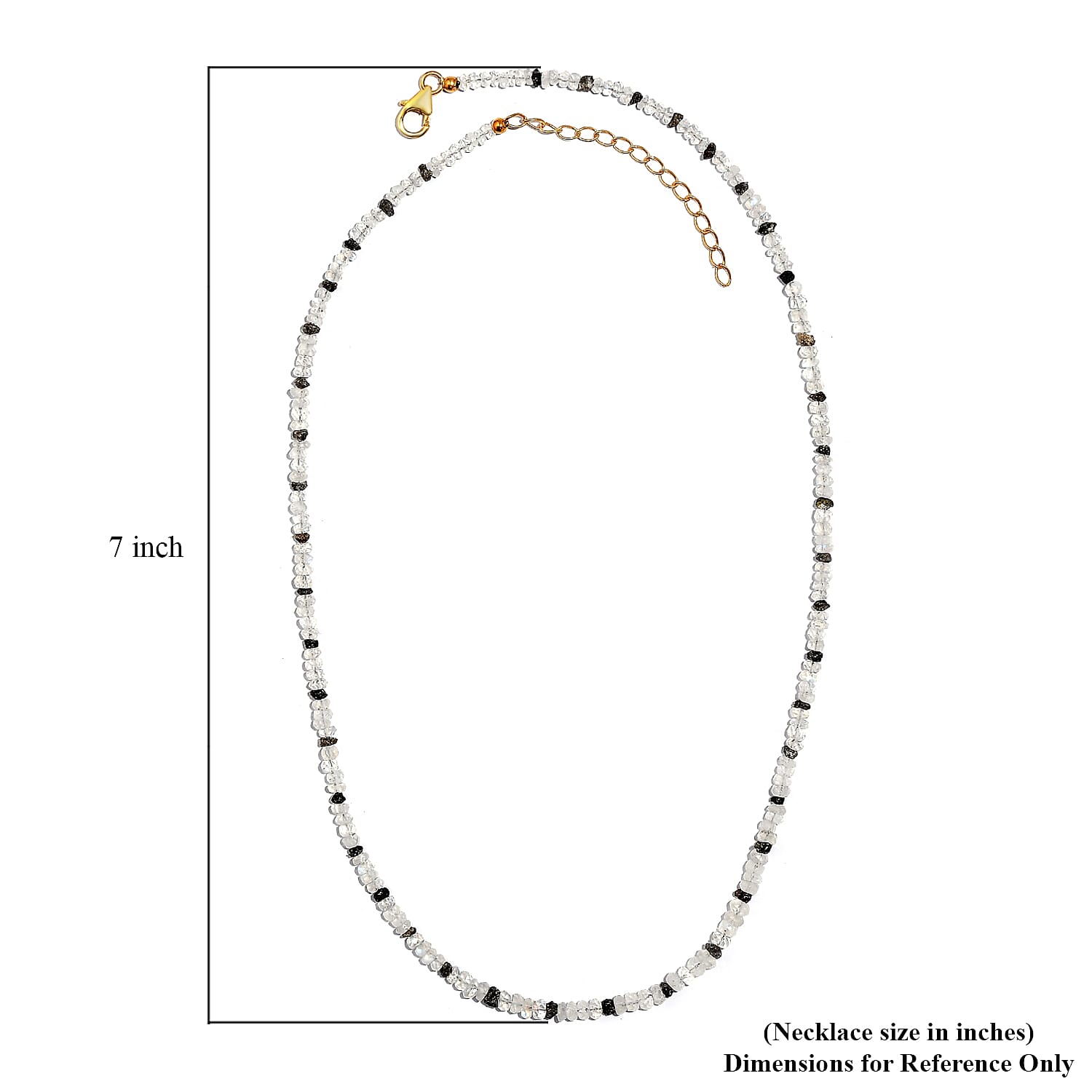 Rainbow Moonstone and Brown Diamond 38.00 ctw Necklace 18 Inches in Vermeil Yellow Gold Over Sterling Silver 
