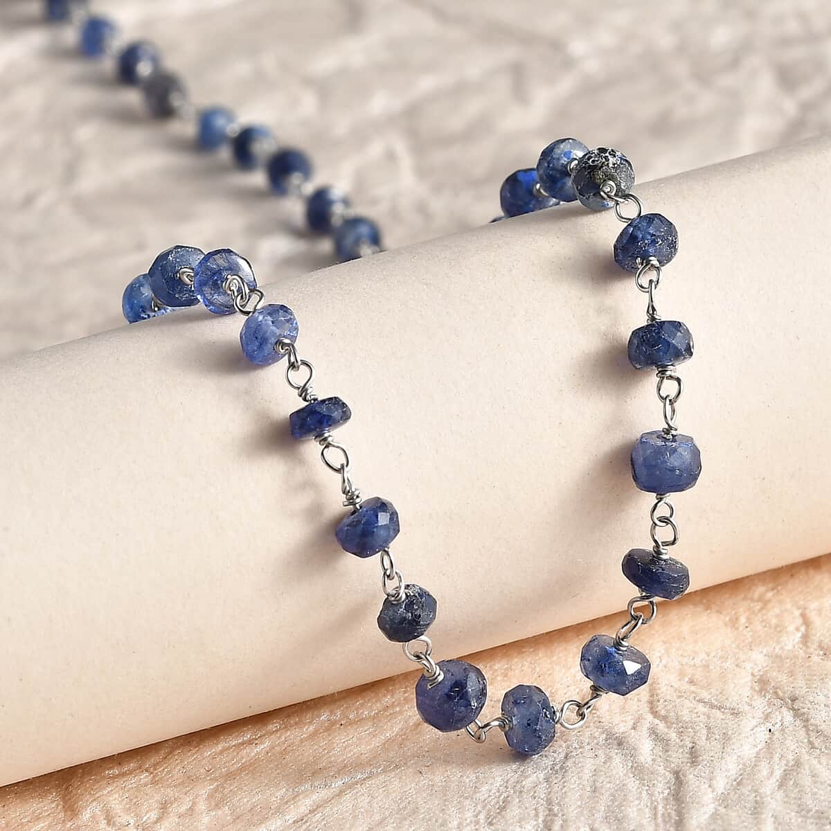 Blue Sapphire 28.00 ctw Necklace 20 Inches in Platinum Over Sterling Silver  image number 1