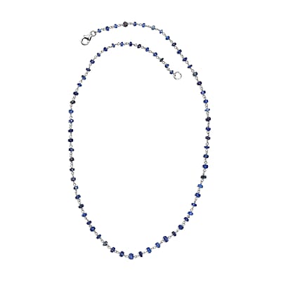 Blue Sapphire 28.00 ctw Necklace 20 Inches in Platinum Over Sterling Silver 