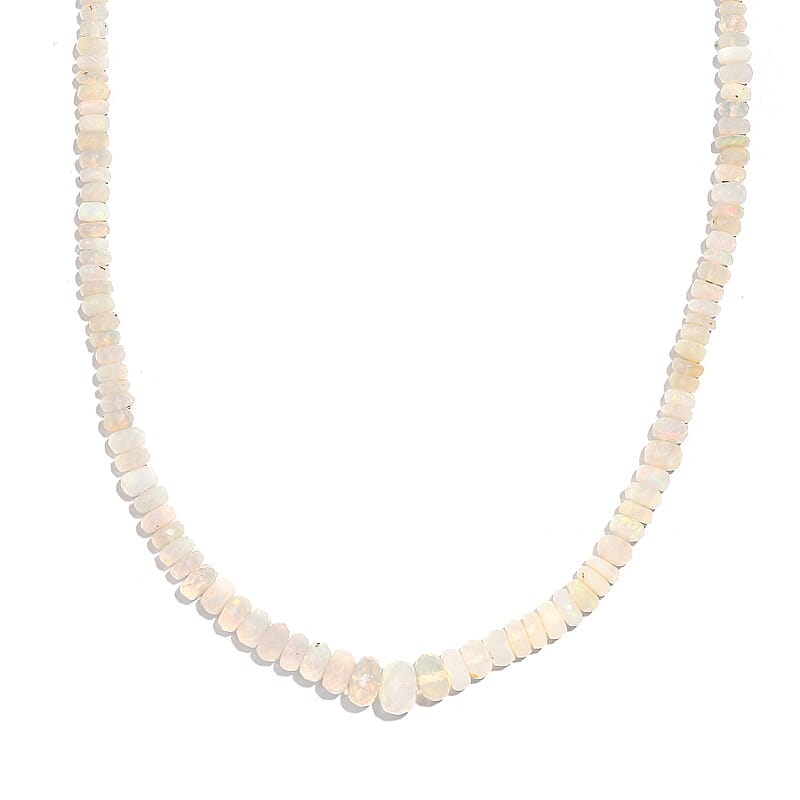 Ethiopian Welo Opal Beaded 28.00 ctw Necklace 18 Inches in Platinum Over Sterling Silver 